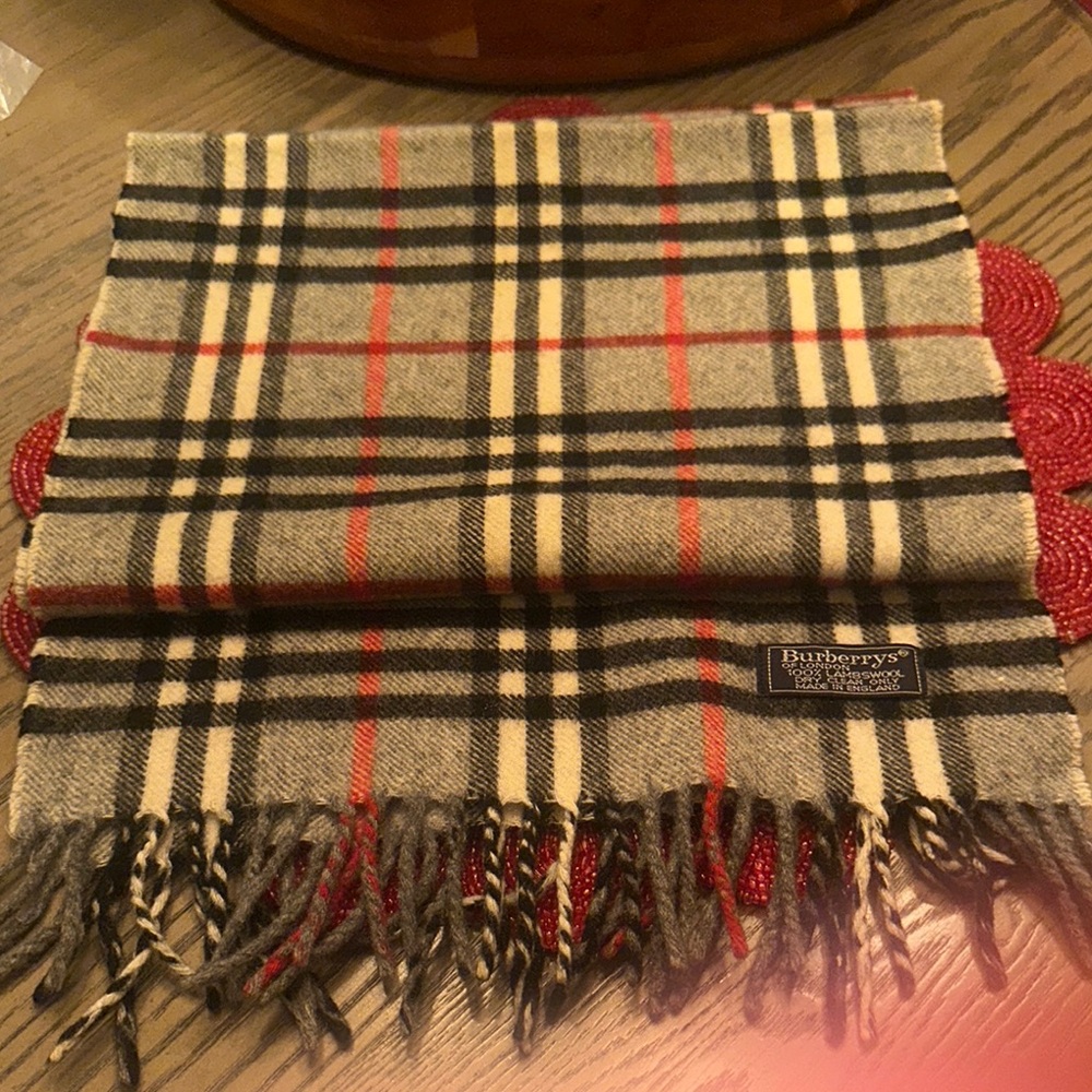 Burberry's London Wool Scarf - Black and Cream